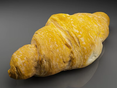 Golden Freshly Baked Croissant With Flaky Texture Crispy Crust And Buttery Taste 3d model