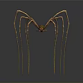 Golden Spider Sculpture Featuring Long Slender Legs On Black Background With Reflection