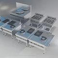 Stainless Steel Commercial Kitchen Cooking Equipment With Multiple Burners And Storage Cabinets