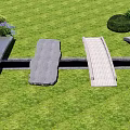 Multiple Landscape Bridges With Stone And Brick Designs In Green Lawn Garden