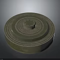 Modern Circular Multi layered Metal Weapon With Concentric Circle Design And Silver Gray Green Gold Layers