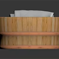 Natural Wooden Basin With Soft White Towel For Bathroom Daily Use
