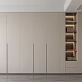 Modern Light Colored Wardrobe Design With Multiple Doors Open Shelving And Drawers 3d model