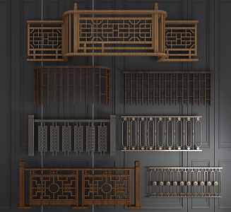 New Chinese Guardrail Railing Guardrail 3d model