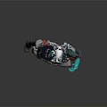 Futuristic Game Movie Character With Silver White Hair And Blue Red Gray Mechanical Outfit