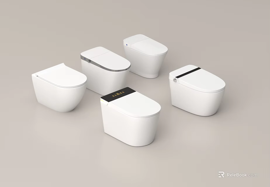 Modern White Toilet Designs Featuring Different Styles And Sleek Contemporary Shapes 3d model 