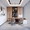 Modern Public Office Area with Open Glass Partition Yellow Sofa Black Coffee Table and Plant