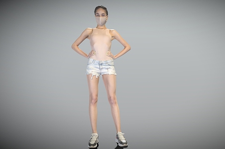 Casual beauty standing posture lady beauty model 3d model