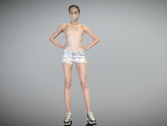 Casual beauty standing posture lady beauty model 3d model