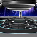 Futuristic Circular Platform Design With Glowing Blue Purple Lights And Geometric Structures