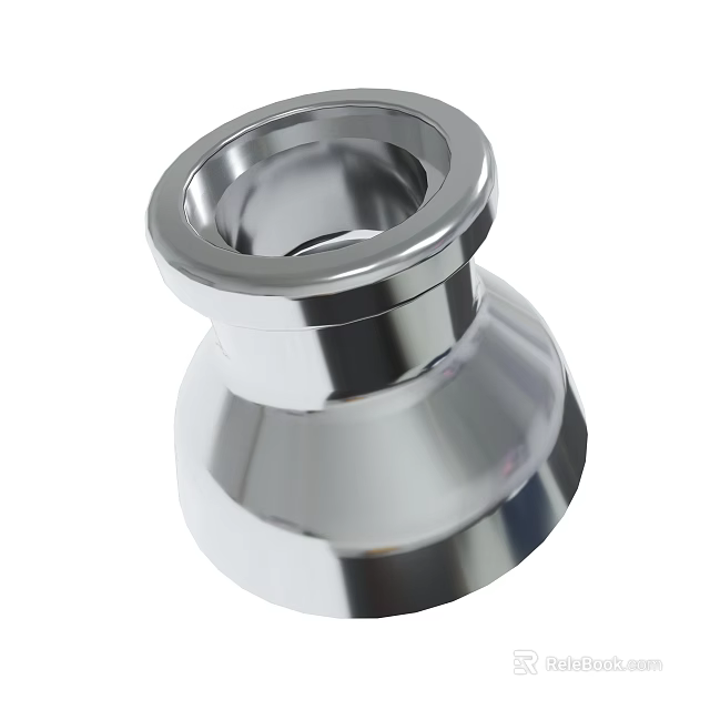 Silver Polished Metal Fitting With Cylindrical Shape And Smooth Glossy Surface 3d model 