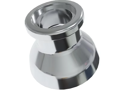 Silver Polished Metal Fitting With Cylindrical Shape And Smooth Glossy Surface 3d model