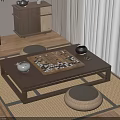 Tranquil Home Balcony With Tatami Mat Wooden Coffee Table Go Board Stools And Potted Plant