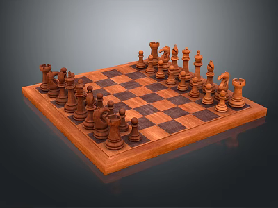 Classic Chess Board Entertainment With Wooden Pieces And Checkerboard Pattern 3d model Classic Chess Board Entertainment With Wooden Pieces And Checkerboard Pattern 3d model