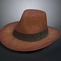 Brown Leather Hat With Dark Band For Daily Use As Essential Living Accessory