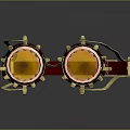 Steampunk Style Leather Goggles With Gold Accents And Amber Lenses
