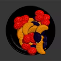 Colorful Floating Candy Balls Display on Black Base with Red Yellow Blue Hues