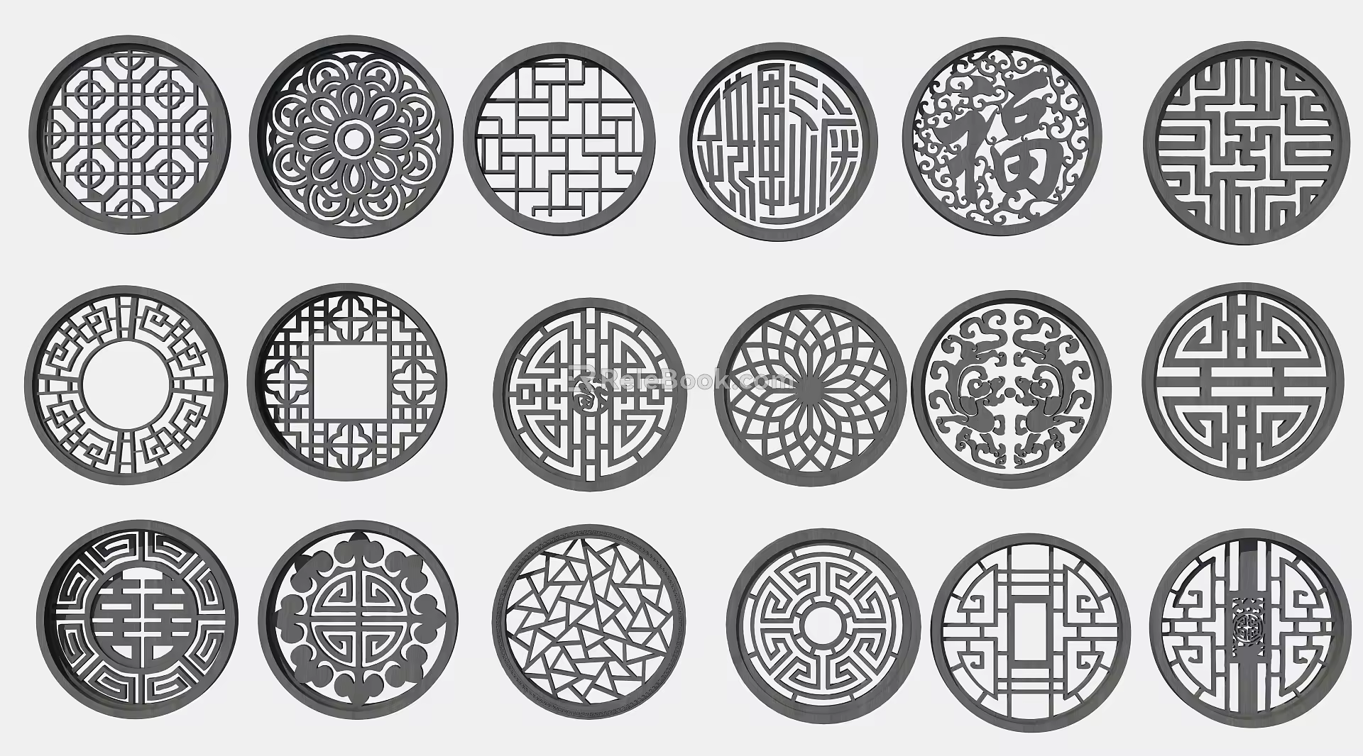 New Chinese-style openwork window 3d model