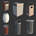 Public Outdoor Trash Bins In Various Designs Using Metal Stone Mesh Materials