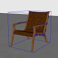 Modern Wooden Frame Brown Leather Lounge Chair With Armrests And Minimalist Design