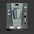 Blue Kitchen Coffee Machine With Digital Display Making Coffee And Cups On Tray 3d model