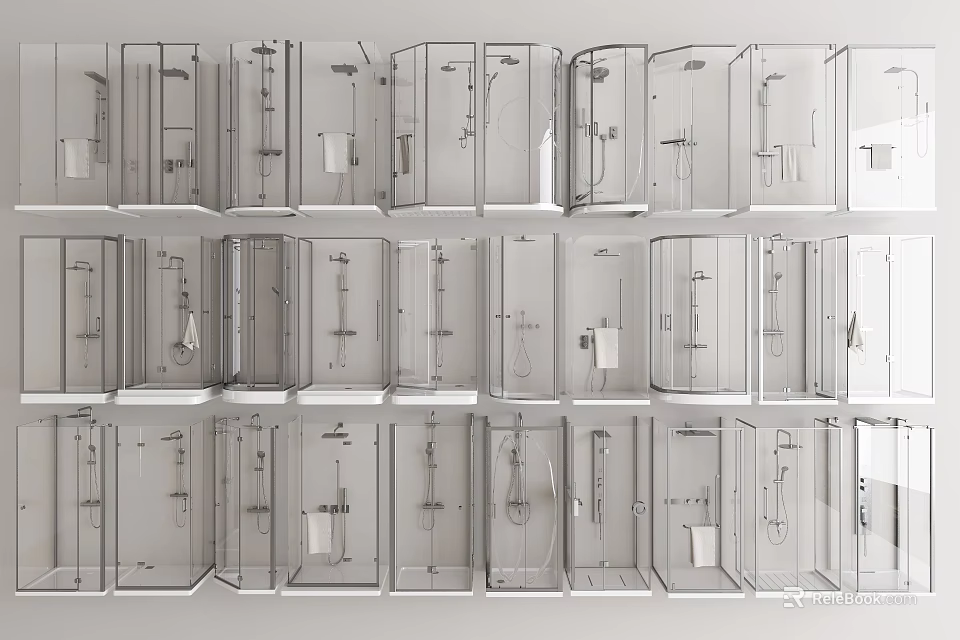 Various Transparent Glass Shower Sauna Enclosures With Multiple Styles And Designs 3d model 