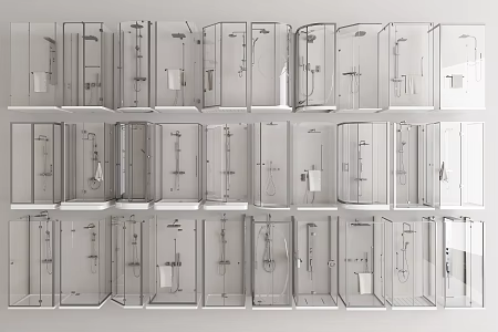 Shower Room Shower Partition Shower Glass Door Shower Room Bathroom Dry and Wet Separation Barrier-in Shower Toilet Bathroom Glass Partition 3d model