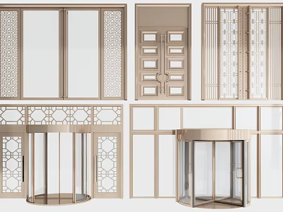 Decorative Glass Doors With Intricate Patterns Metal Frames And Revolving Designs 3d model