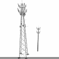 Tall Communication Tower With Multiple Antennas And Short Metal Pole Structure