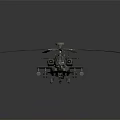 Military Attack Helicopter With Twin Rotors Weapon Mounts Dark Camouflage And Aerodynamic Structure