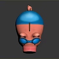 Pink Piggy Bank Character With Blue Swim Goggles And Swim Trunks For Saving Money
