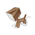 Cute Wooden Table Lamp Design With Puppy Shape Frame And White Shade