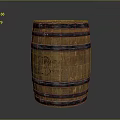 Vintage Wooden Barrel With Metal Hoops And Carved Design For Home Decor
