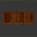 Classic Red Wooden Storage Cabinet With Carved Doors And Open Shelves