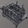 Industrial Equipment Featuring Complex Mechanical Structure And Metal Components On Wheeled Base