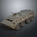 Military Armored Wheeled Tank With Turret Machine Gun And Six Wheels Design