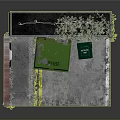 Urban Brick Building Exterior With Red Wall Door Green Trash Bins Graffiti And Climbing Plants
