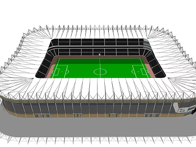 Large Modern Stadium Design With Green Football Pitch White Canopy And Seating Areas 3d model