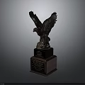 Majestic Eagle Statue With Black And Brown Base And Inscribed Plaque