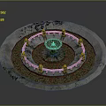 Ornate Circular Stone Fountain With Central Water Feature And Carved Details