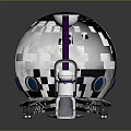 Space Capsule With White Black Exterior And Landing Legs For Cosmic Exploration