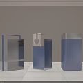 Modern Public Facility Trash Bins With Blue And Silver Design For Waste Sorting 3d model
