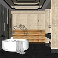 Luxurious SPA Sauna Interior With Bathtub Candles And Marble Decorative Walls