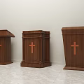 Classic Wooden Functional Desks With Cross Design In Three Different Styles 3d model