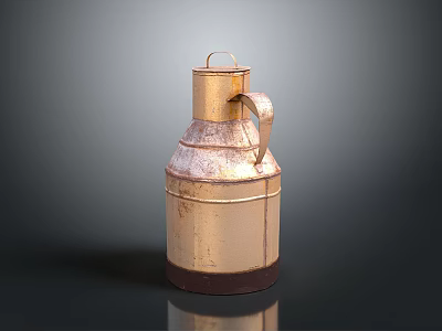 Vintage Copper Household Jug With Handle And Rustic Finish 3d model