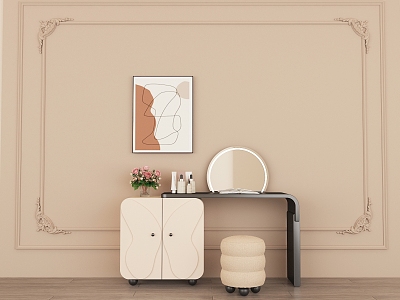 Simple Cream Style Solid Wood Dressing Table Combination model