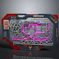 Futuristic Tech Device with Red Blue Frame and Pink Circuitry EX-701 12V