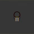 Mechanical Rusted Weapon With Yellow Orange Paint And Industrial Design Texture