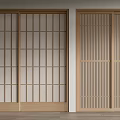 Modern Interior Wooden Sliding Doors With Grid And Vertical Slats Design