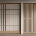 Japanese-style sliding door grille sliding door sliding door seal door 3d model